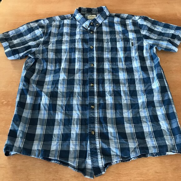 Rip Curl Shirt Men L Blue Plaid Button Down Pocket Short Sleeve Collared 17826 - Picture 1 of 13